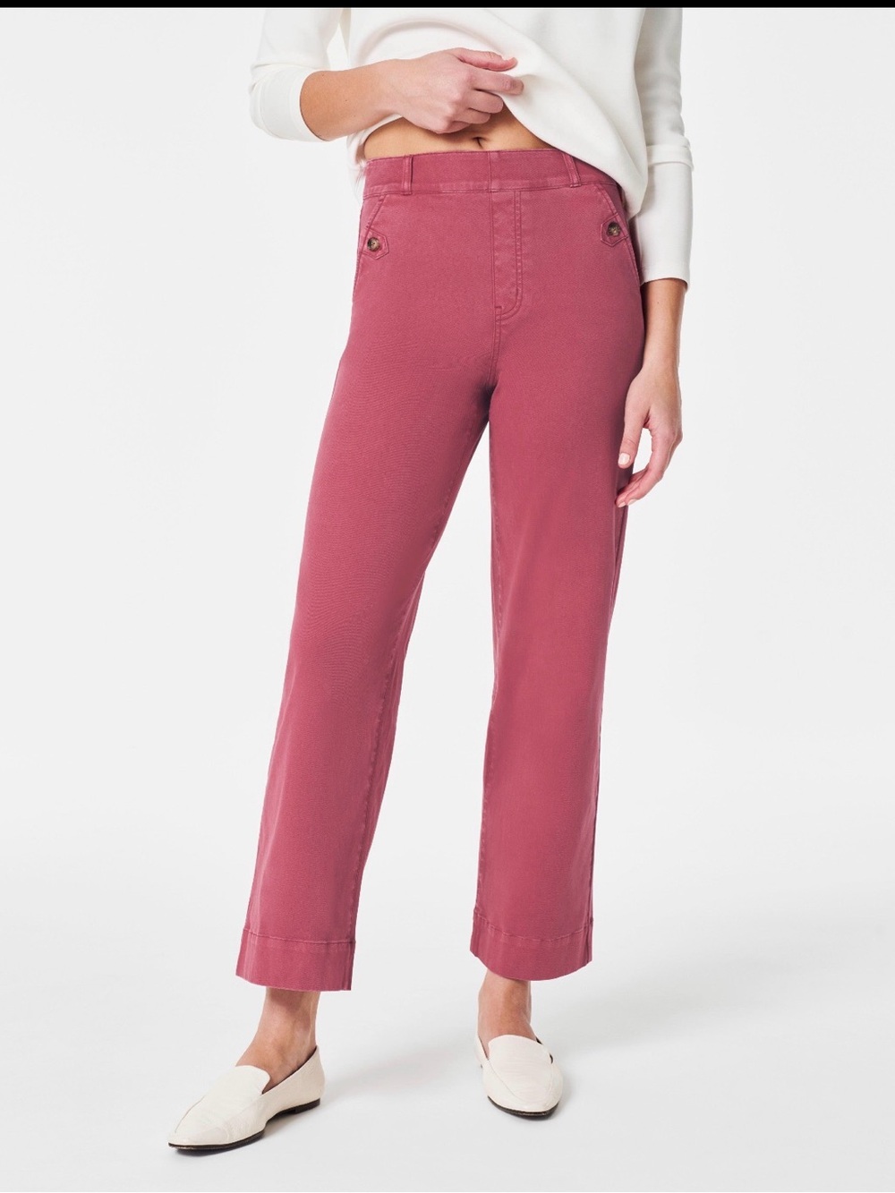 SPANX Stretch Twill Cropped Wide Leg Pants – Pink – Size Small